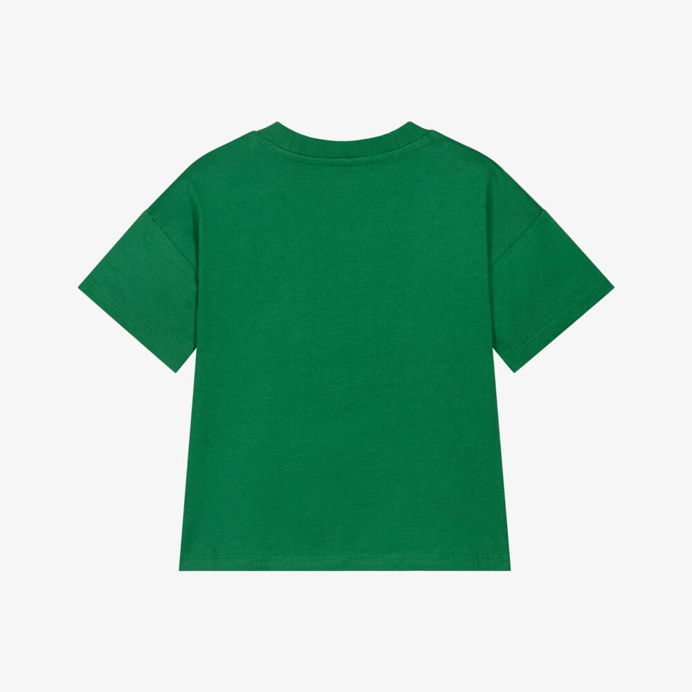 Mini Rodini-Green Organic Cotton Panther Print T-Shirt | Childrensalon