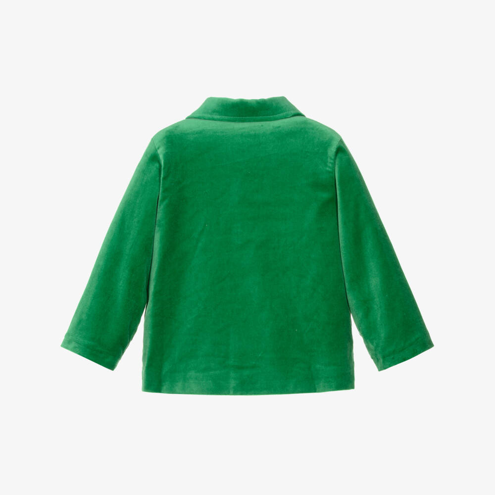 Mini Rodini-بليزر مخمل مزين برقعة شعار كلب لون أخضر | Childrensalon