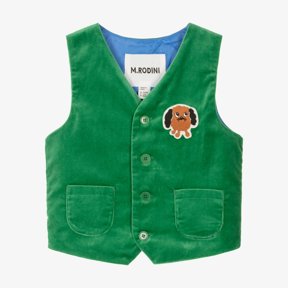Mini Rodini-جيليه مخمل برقعة شعار كلب لون أخضر | Childrensalon