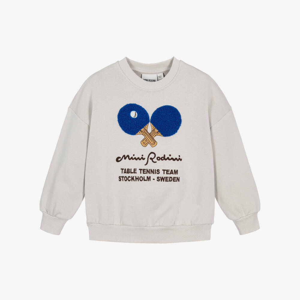 Mini Rodini-Grey Cotton Table Tennis Motif Sweatshirt | Childrensalon