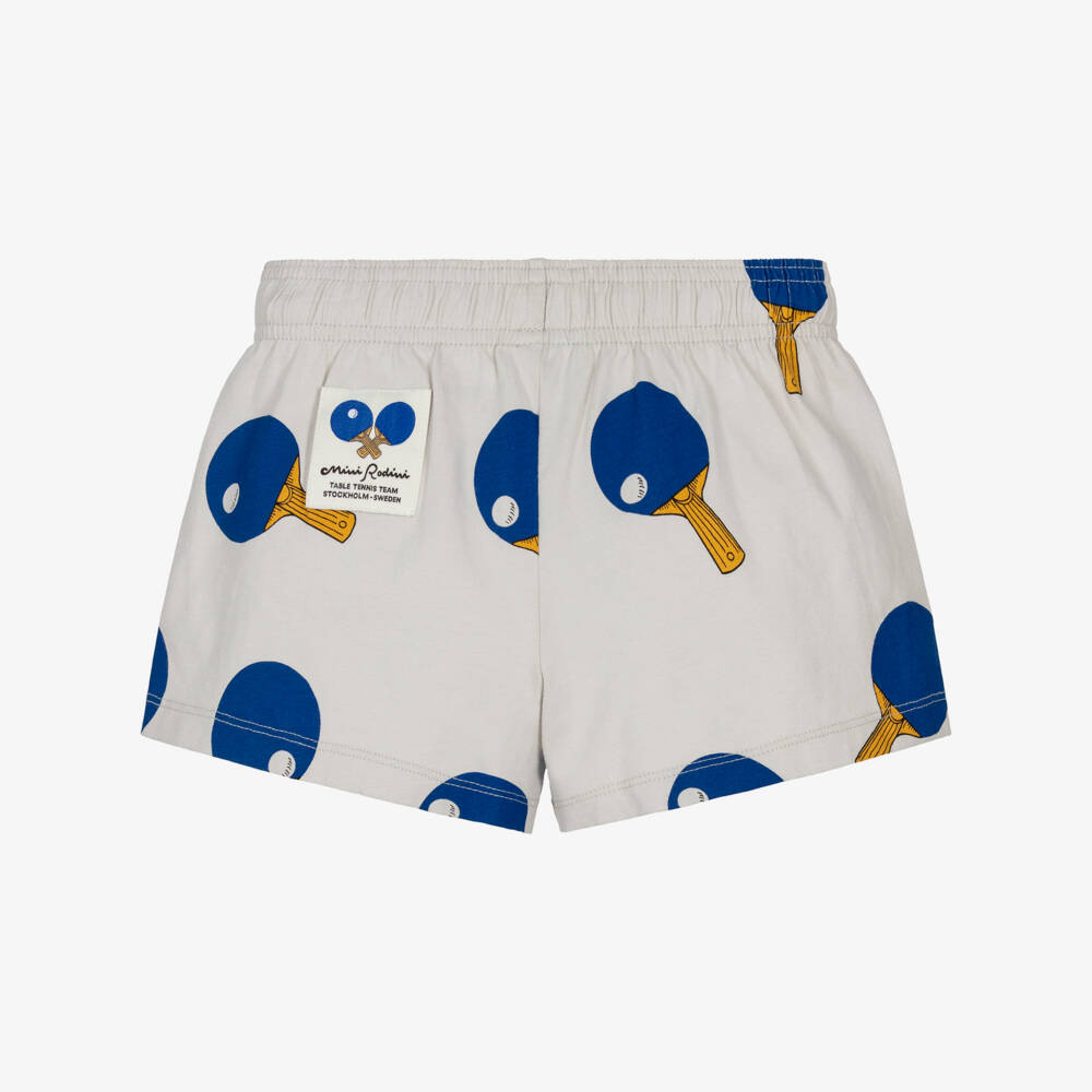 Mini Rodini-Grey Cotton Table Tennis Print Shorts | Childrensalon