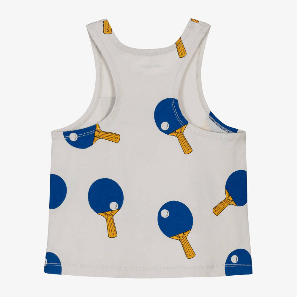 Mini Rodini-Grey Cotton Table Tennis Print Sleeveless Top | Childrensalon