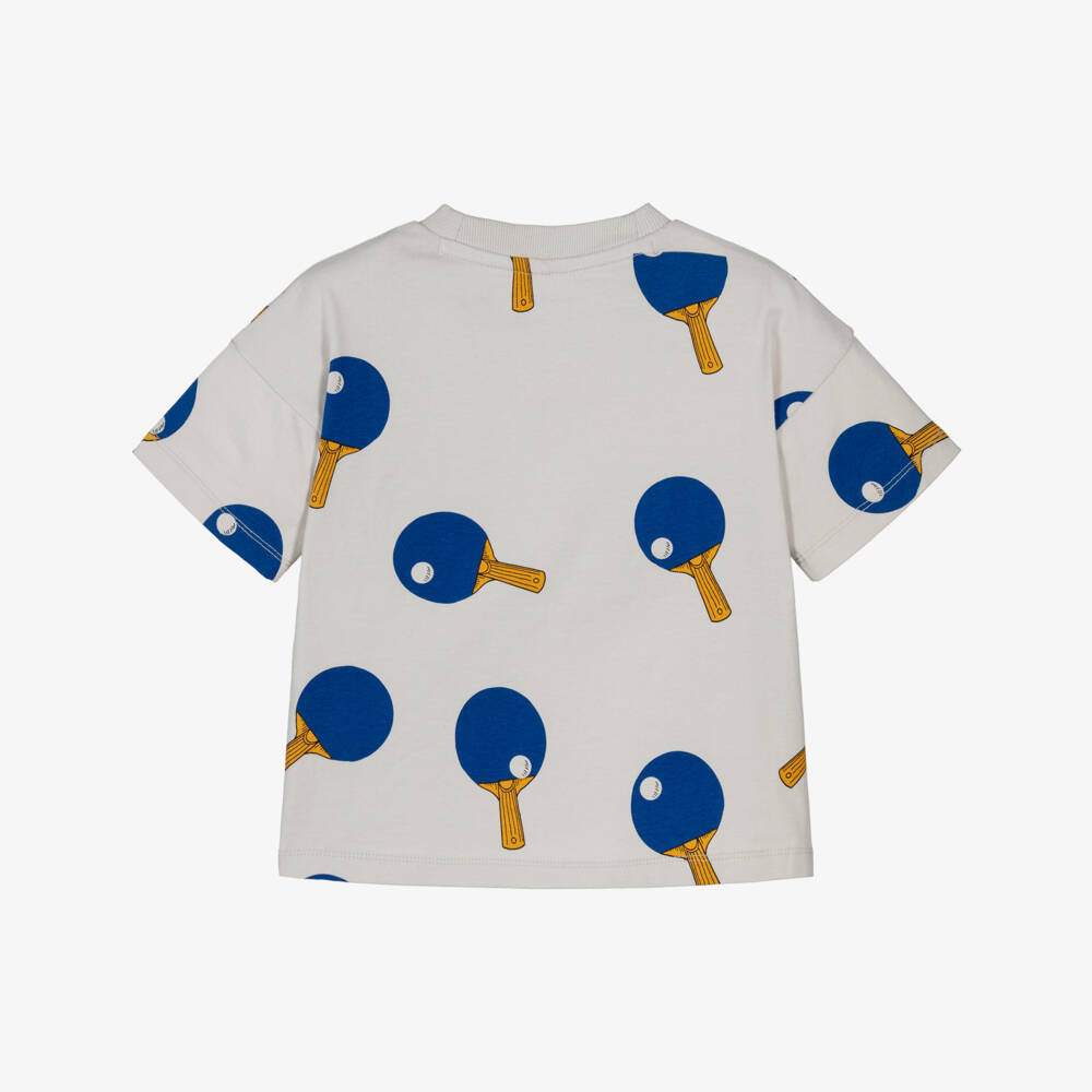Mini Rodini-Grey Cotton Table Tennis Print T-Shirt | Childrensalon