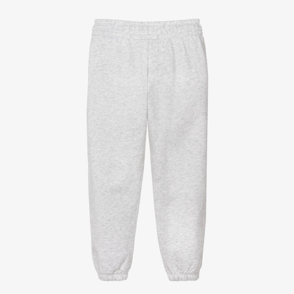 Mini Rodini-Grey Marl Cotton Jersey Joggers with Blue Piping | Childrensalon