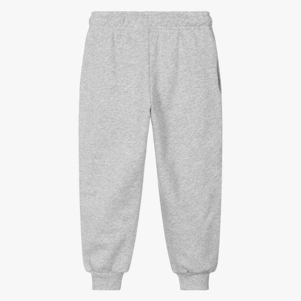 Mini Rodini-Grey Marl Organic Cotton Joggers with Planet Logo Patch | Childrensalon
