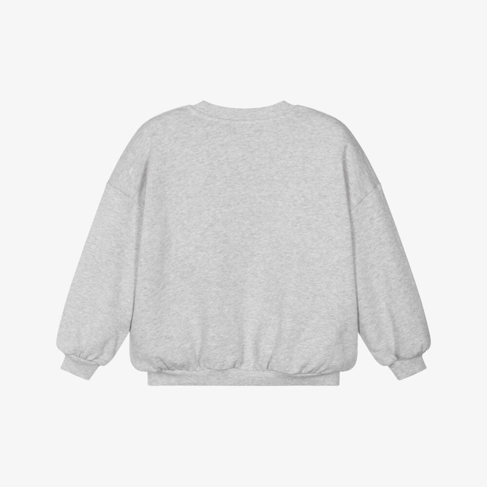 Mini Rodini-Grey Marl Organic Cotton Sweatshirt with Planet Logo Patch | Childrensalon