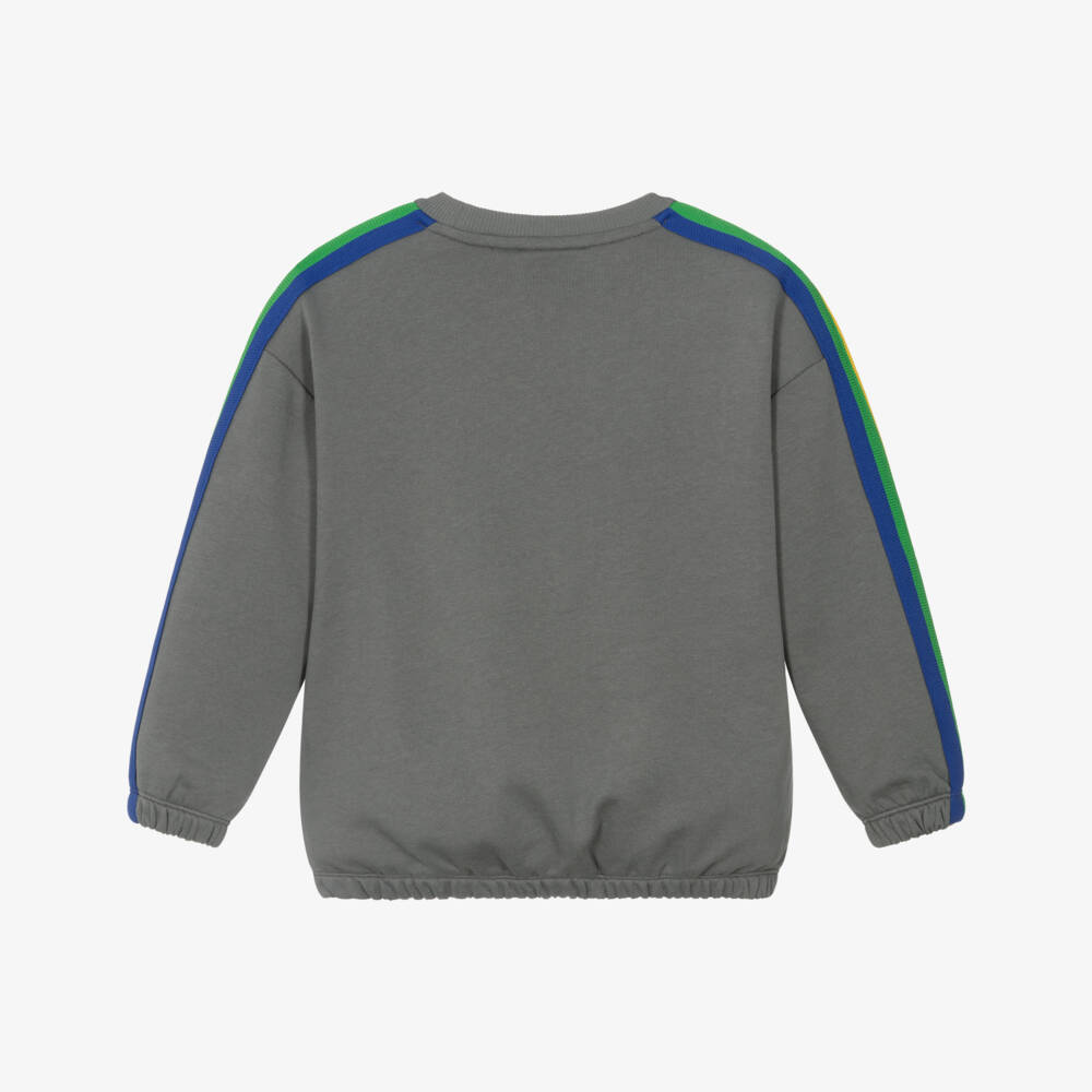 Mini Rodini-Grey Organic Cotton Rainbow Stripe Milky Way Sweatshirt | Childrensalon