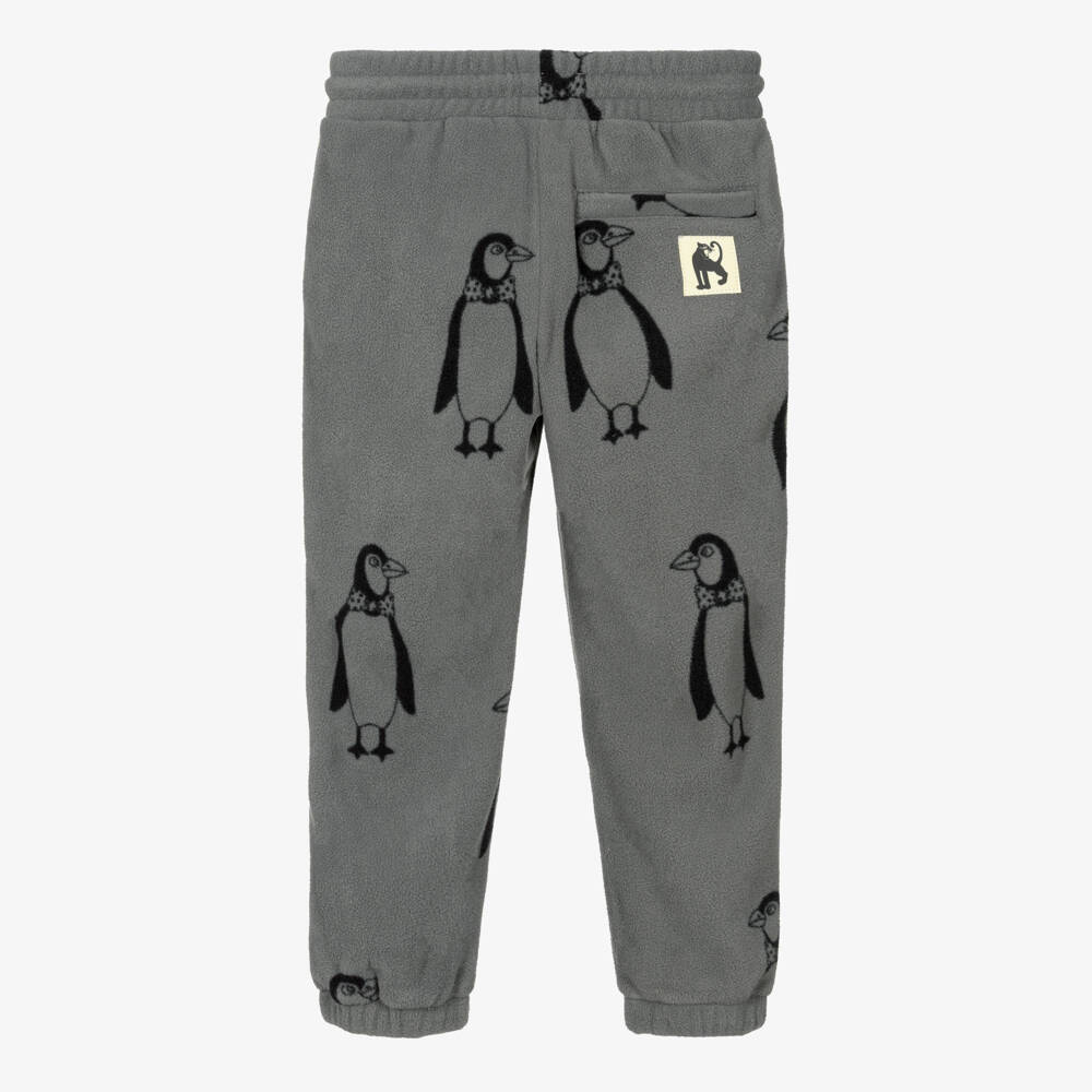 Mini Rodini-Grey Penguin Print Polar Fleece Joggers | Childrensalon