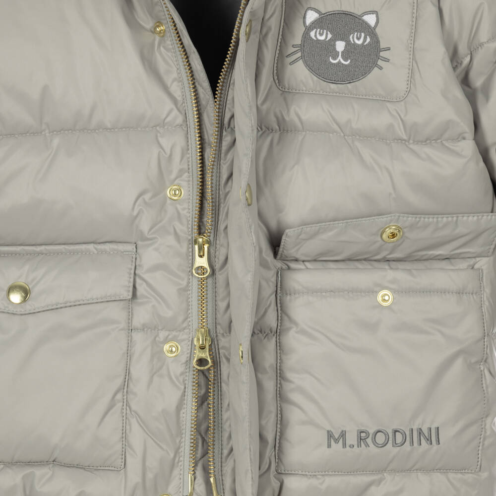 Mini Rodini-Grey Puffer Coat with Cat Ears | Childrensalon