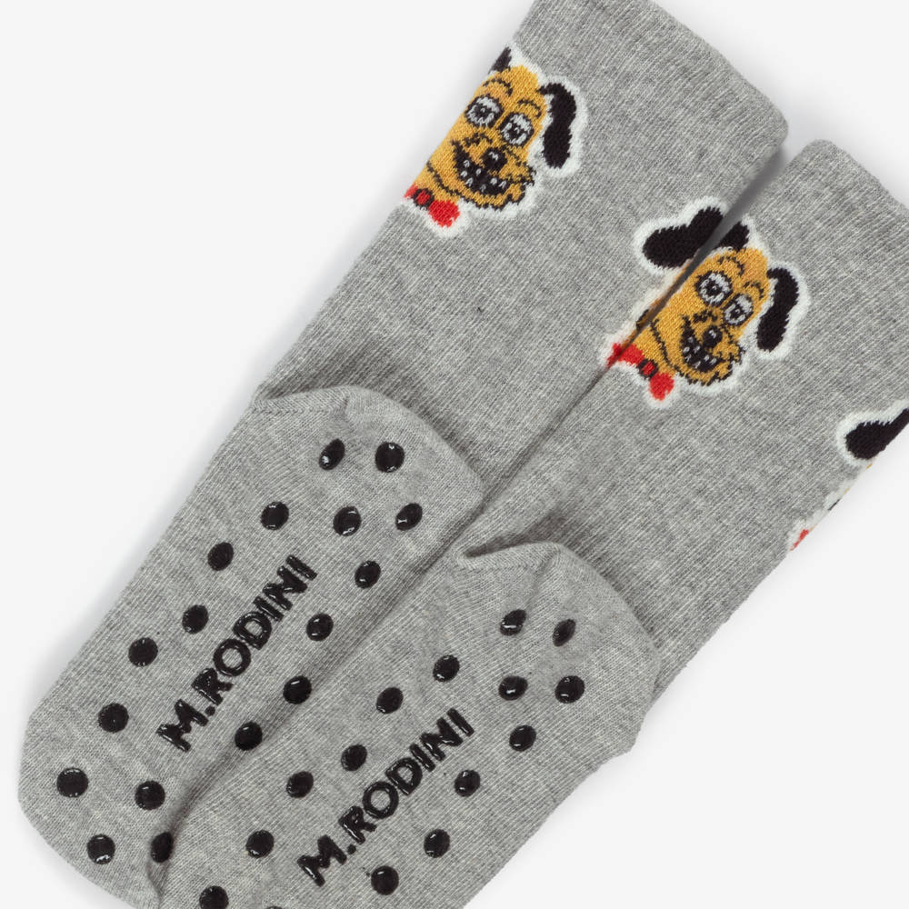 Mini Rodini-Grey Rodini Prix Organic Cotton Gripper Socks | Childrensalon