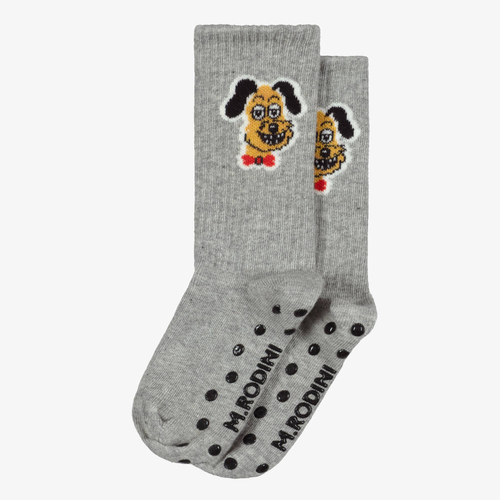 Mini Rodini-Grey Rodini Prix Organic Cotton Gripper Socks | Childrensalon