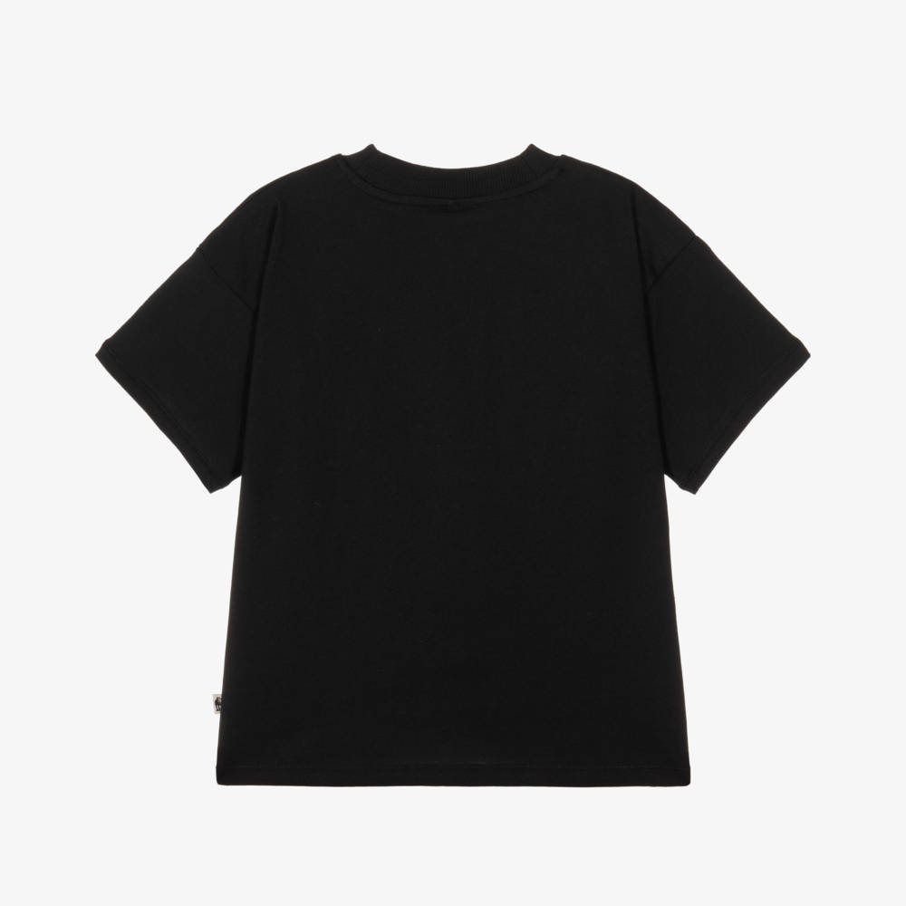 Mini Rodini-Here Comes the Party Organic Cotton T-Shirt in Black | Childrensalon