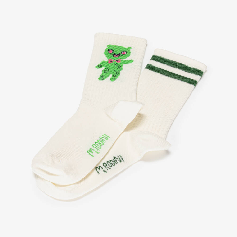Mini Rodini-Ivory Alien & Striped Socks (2 Pack) | Childrensalon