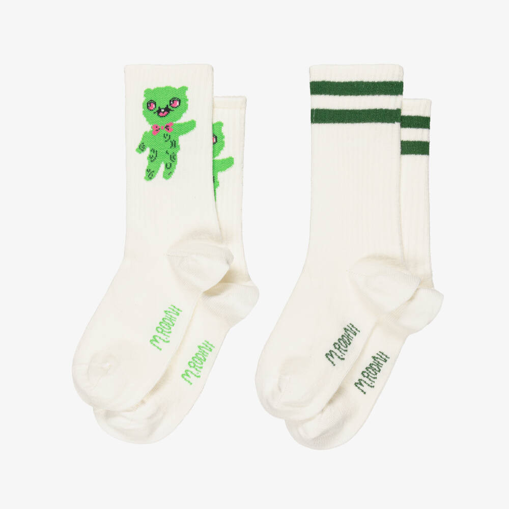 Mini Rodini-Ivory Alien & Striped Socks (2 Pack) | Childrensalon