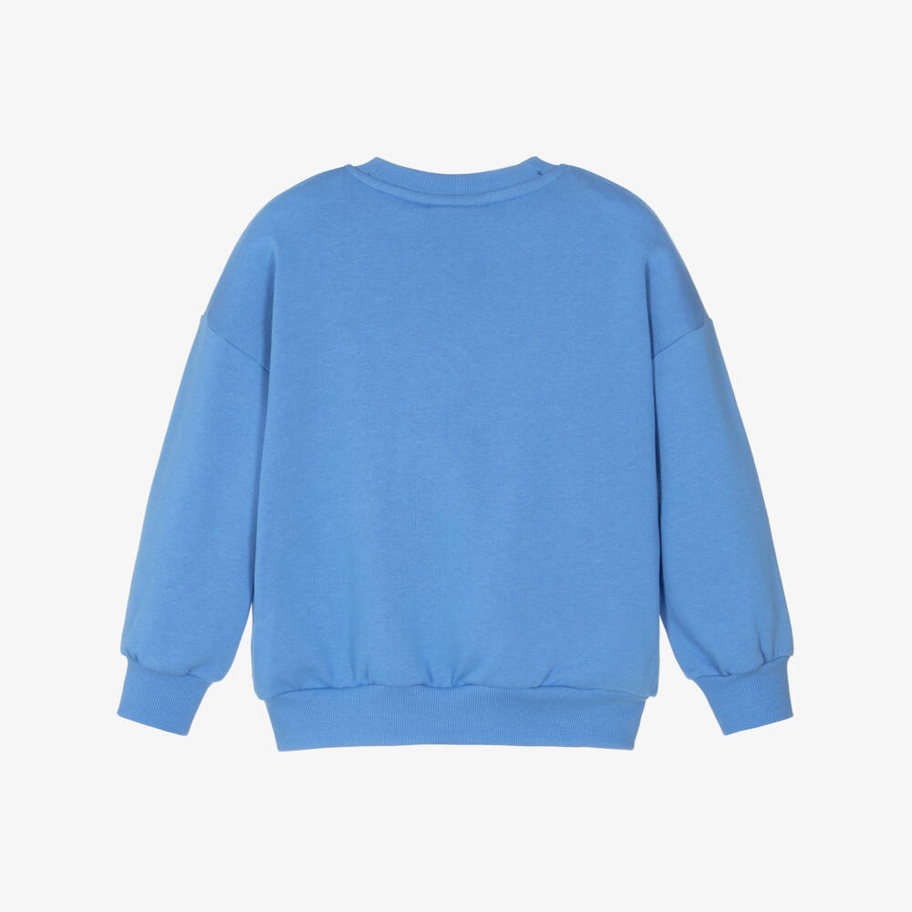 Mini Rodini-Ivory & Blue Organic Cotton Sweatshirt with Panther Prints | Childrensalon