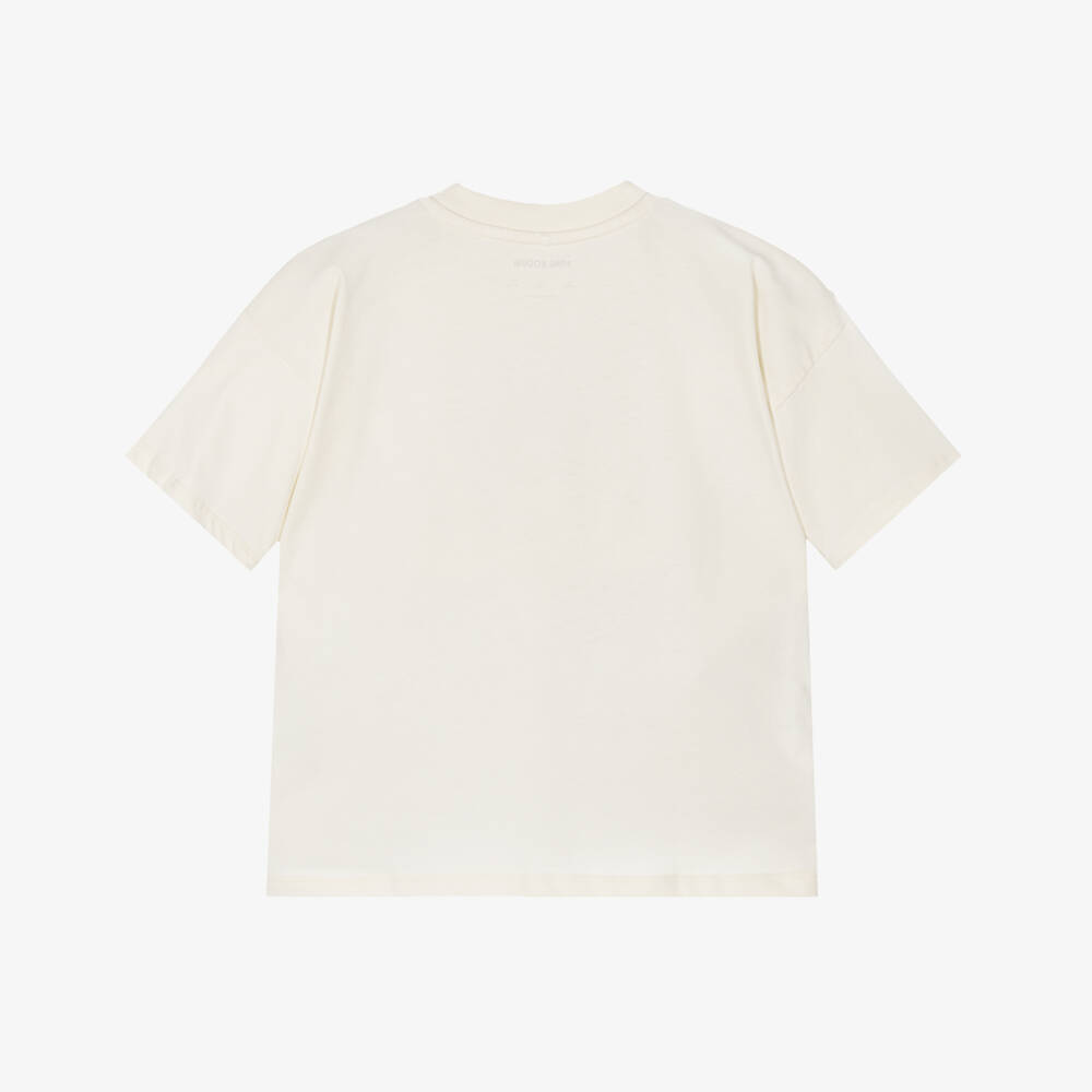 Mini Rodini-Футболка кремовая хлопковая с короткими рукавами и принтом собачек | Childrensalon