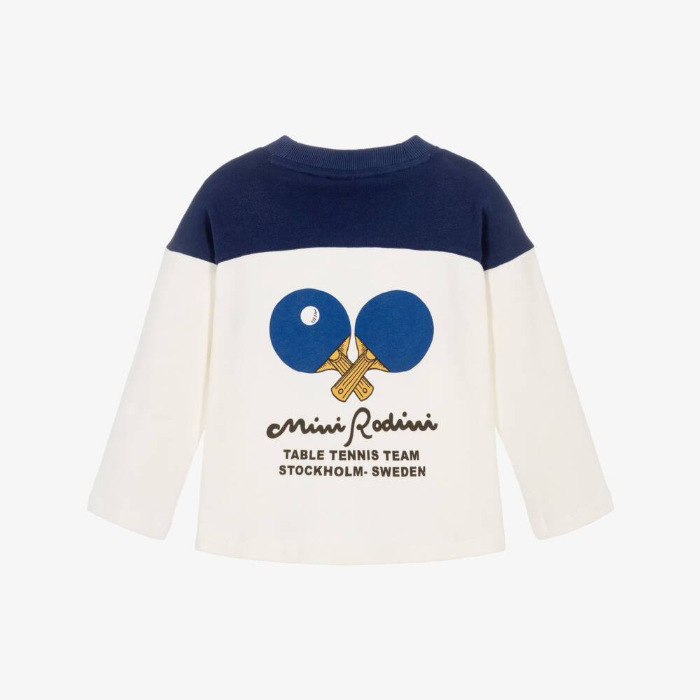 Mini Rodini-Ivory Cotton Table Tennis Motif Sweatshirt | Childrensalon