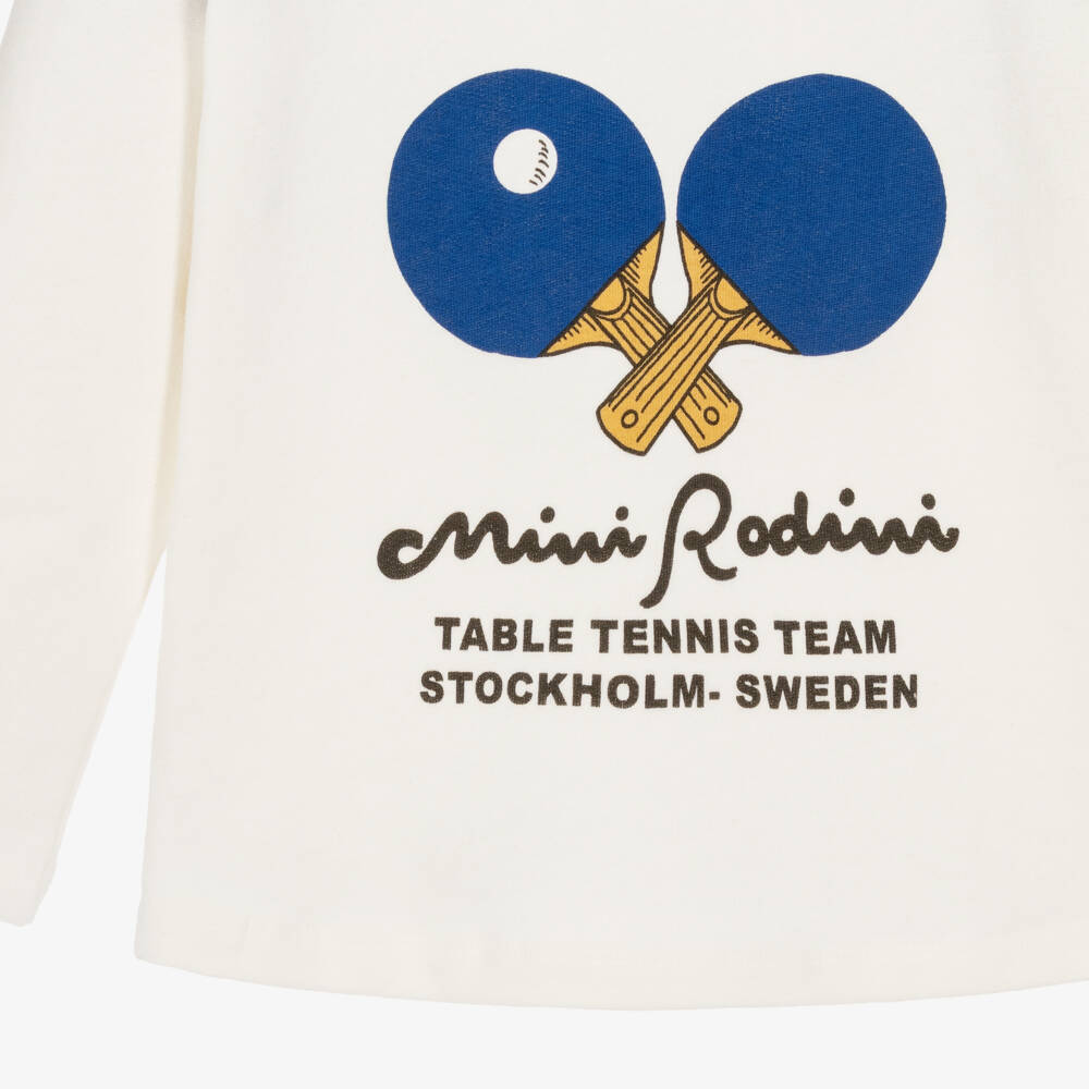 Mini Rodini-Ivory Cotton Table Tennis Motif Sweatshirt | Childrensalon