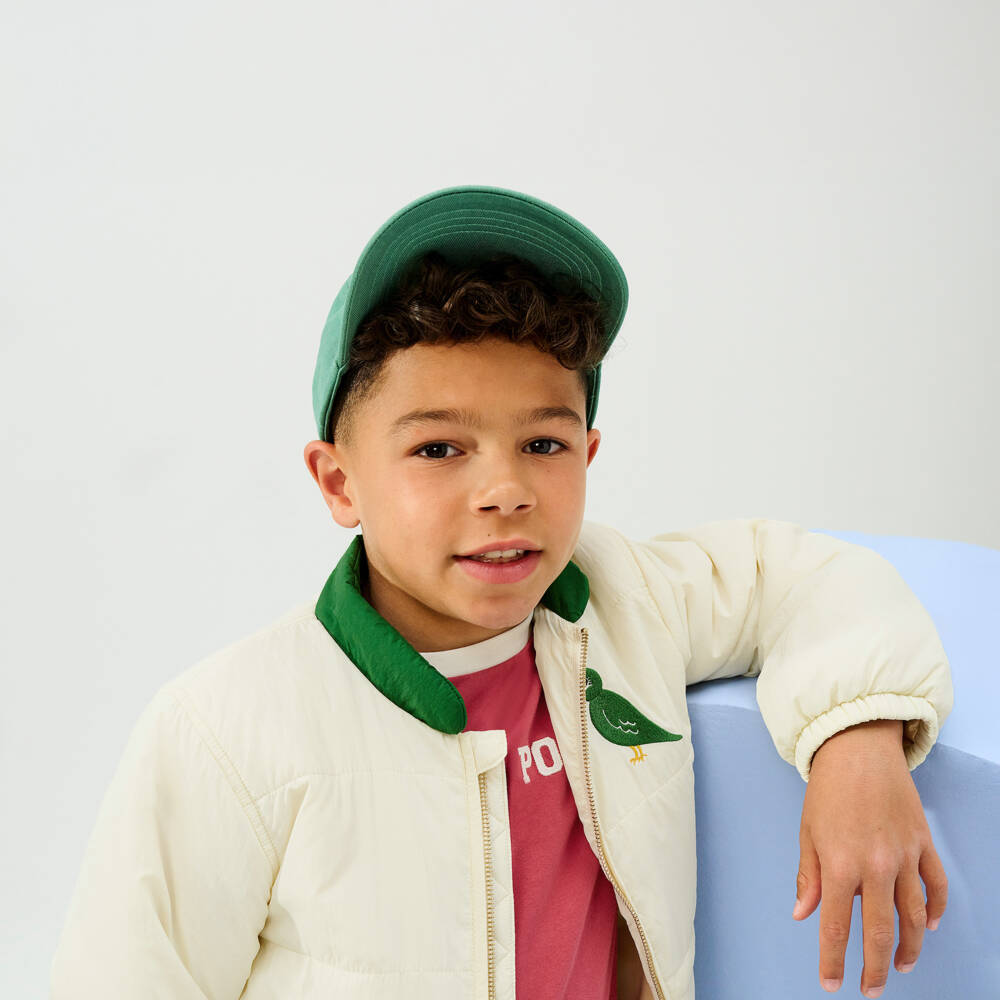 Mini Rodini-Ivory & Green Bird Lightweight Jacket | Childrensalon