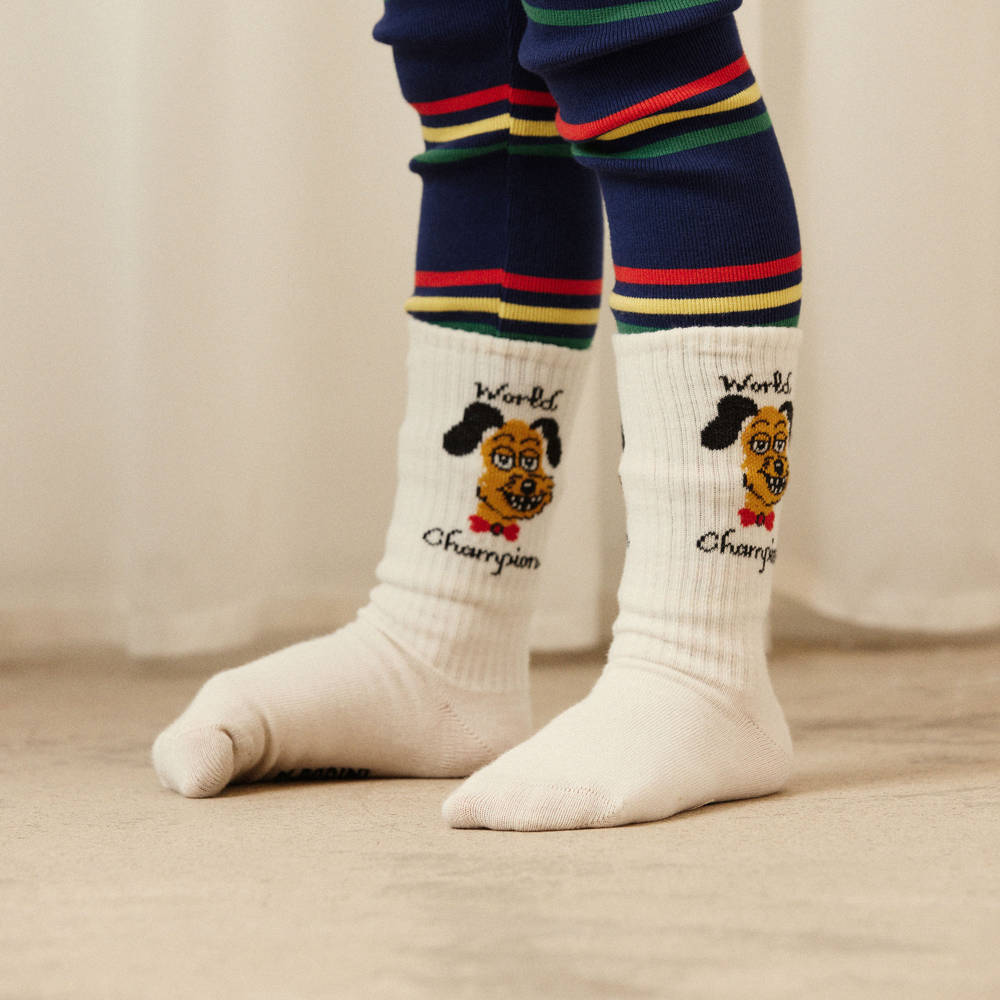 Mini Rodini-Ivory & Green Organic Cotton Socks (2 Pack) | Childrensalon