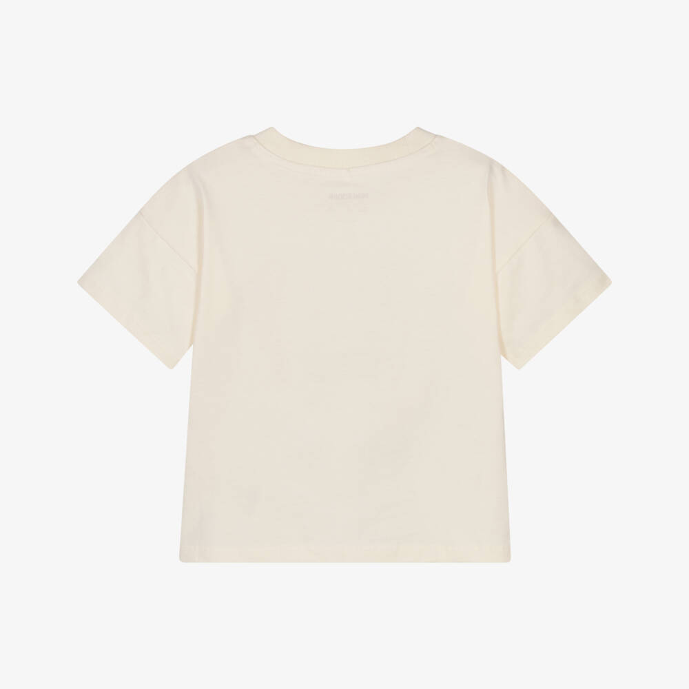 Mini Rodini-Ivory Organic Cotton Alien Print T-Shirt | Childrensalon