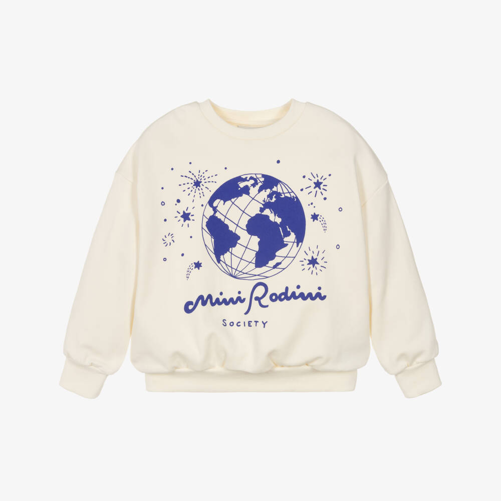 Mini Rodini-Ivory Organic Cotton Mini Rodini Society Sweatshirt | Childrensalon