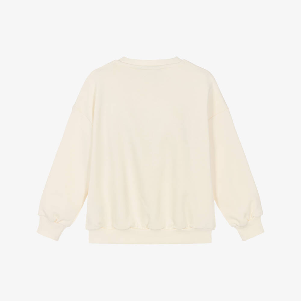 Mini Rodini-سويتشيرت قطن عضوي لون أحمر وعاجي | Childrensalon