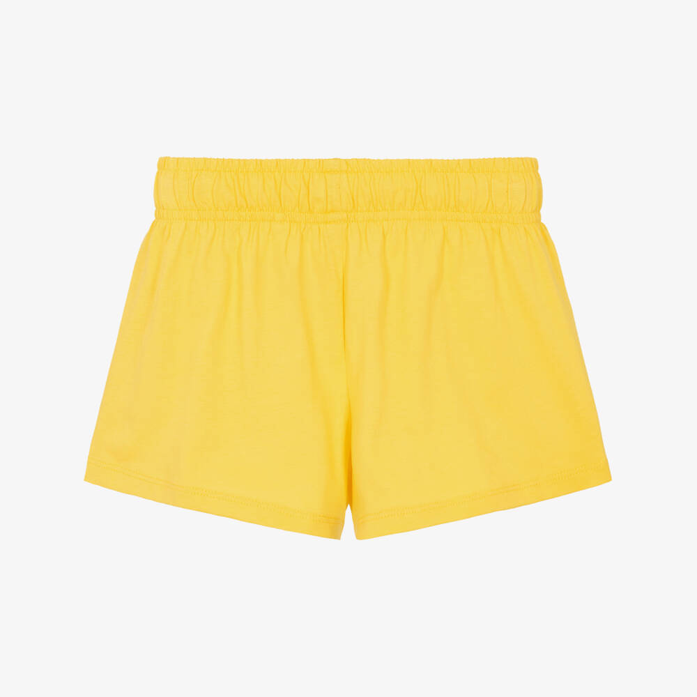 Mini Rodini-Ivory & Yellow Sun Print Organic Cotton Shorts | Childrensalon