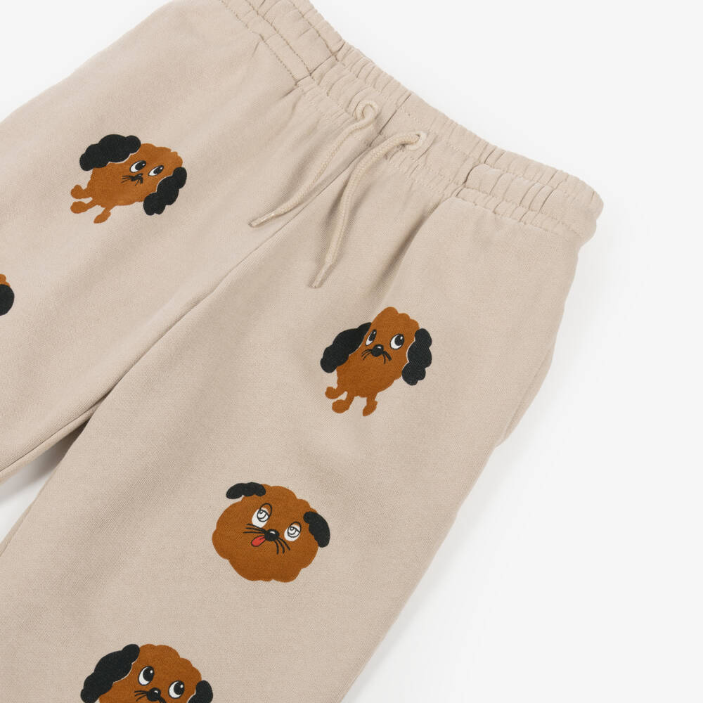 Mini Rodini-بنطلون رياضي قطن عضوي بطبعة كلاب لون بيج فاتح | Childrensalon