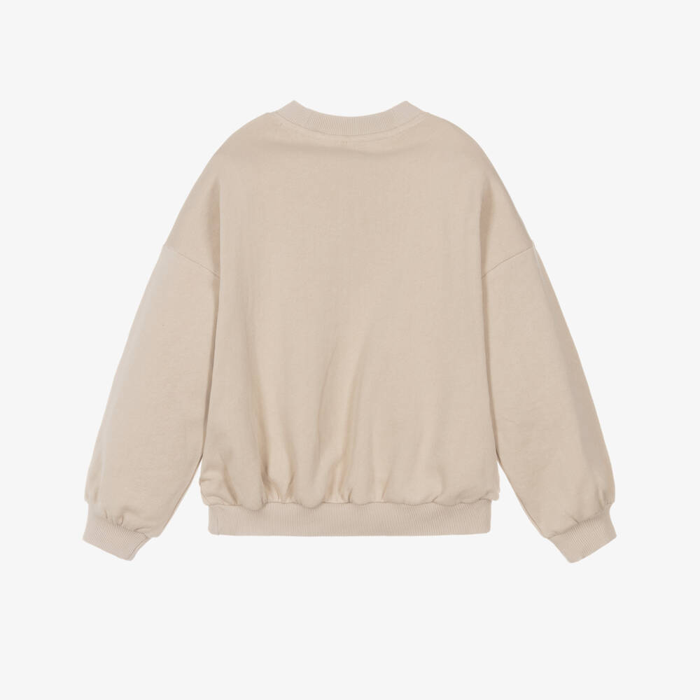 Mini Rodini-سويتشيرت قطن عضوي بطبعة كلب لون بيج فاتح | Childrensalon