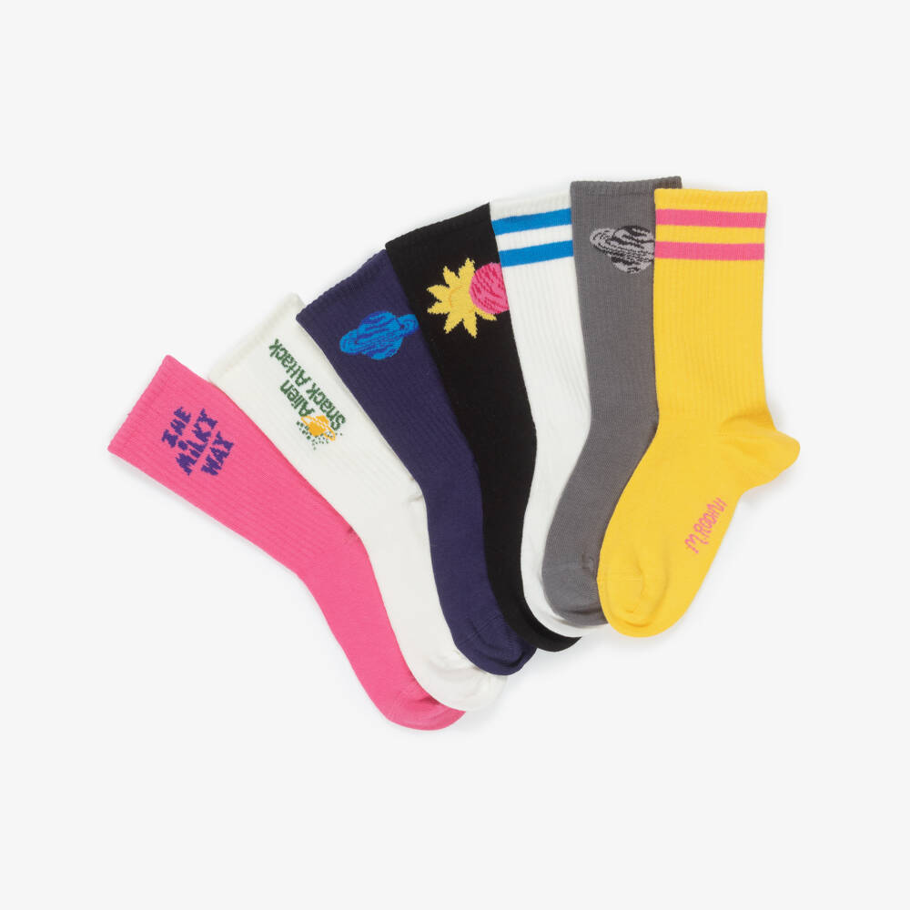 Mini Rodini-Multicolour Galaxy-Themed Socks (7 pack) | Childrensalon