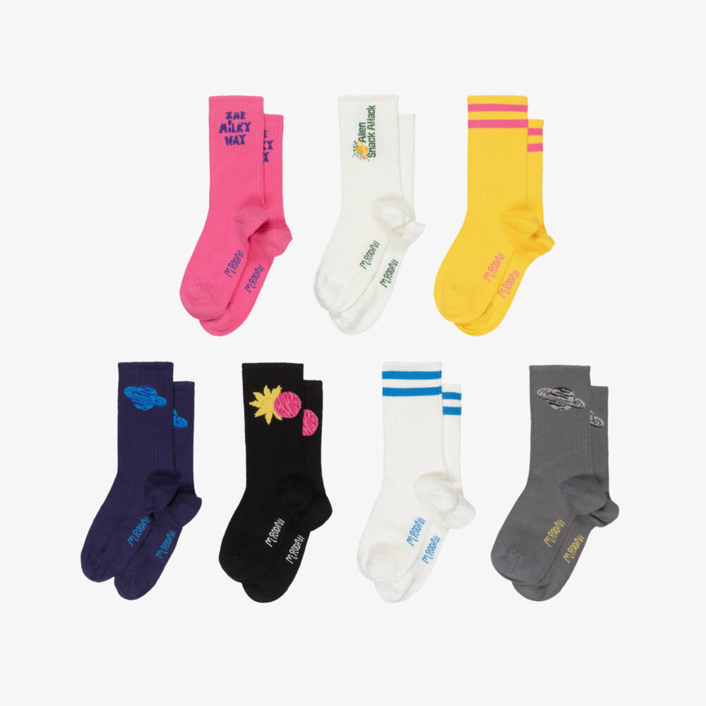 Mini Rodini-Multicolour Galaxy-Themed Socks (7 pack) | Childrensalon
