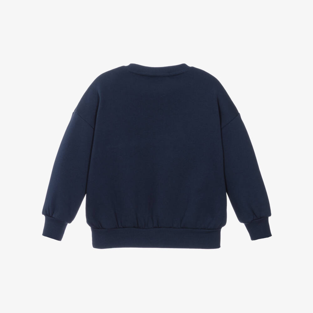Mini Rodini-Navy Blue Organic Cotton Dinosaur Sweatshirt | Childrensalon