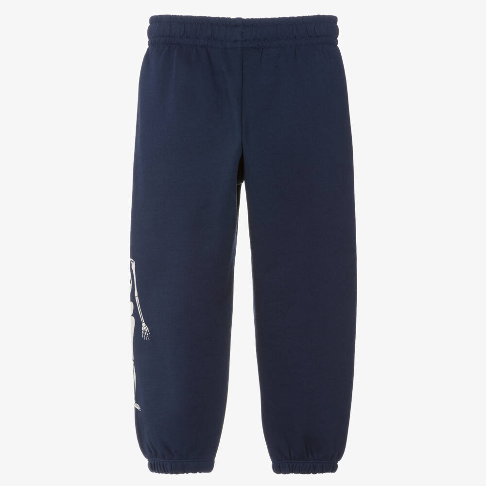 Mini Rodini-Navy Blue Organic Cotton Skeleton Print Joggers | Childrensalon