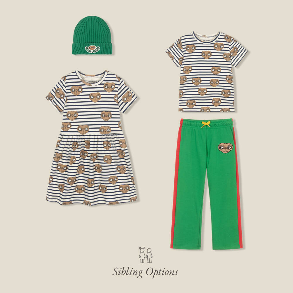 Mini Rodini-Футболка сине-белая в полоску из хлопка с И.Т. | Childrensalon