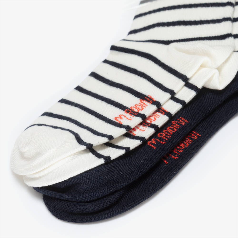 Mini Rodini-جوارب قطن لون كحلي وأبيض (عدد 2) | Childrensalon