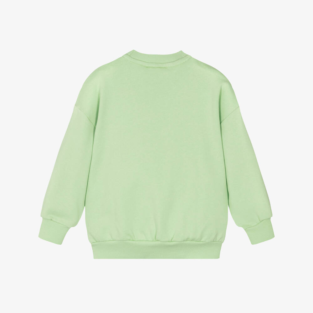 Mini Rodini-Pale Green Cotton Sweatshirt with Dog Patch | Childrensalon