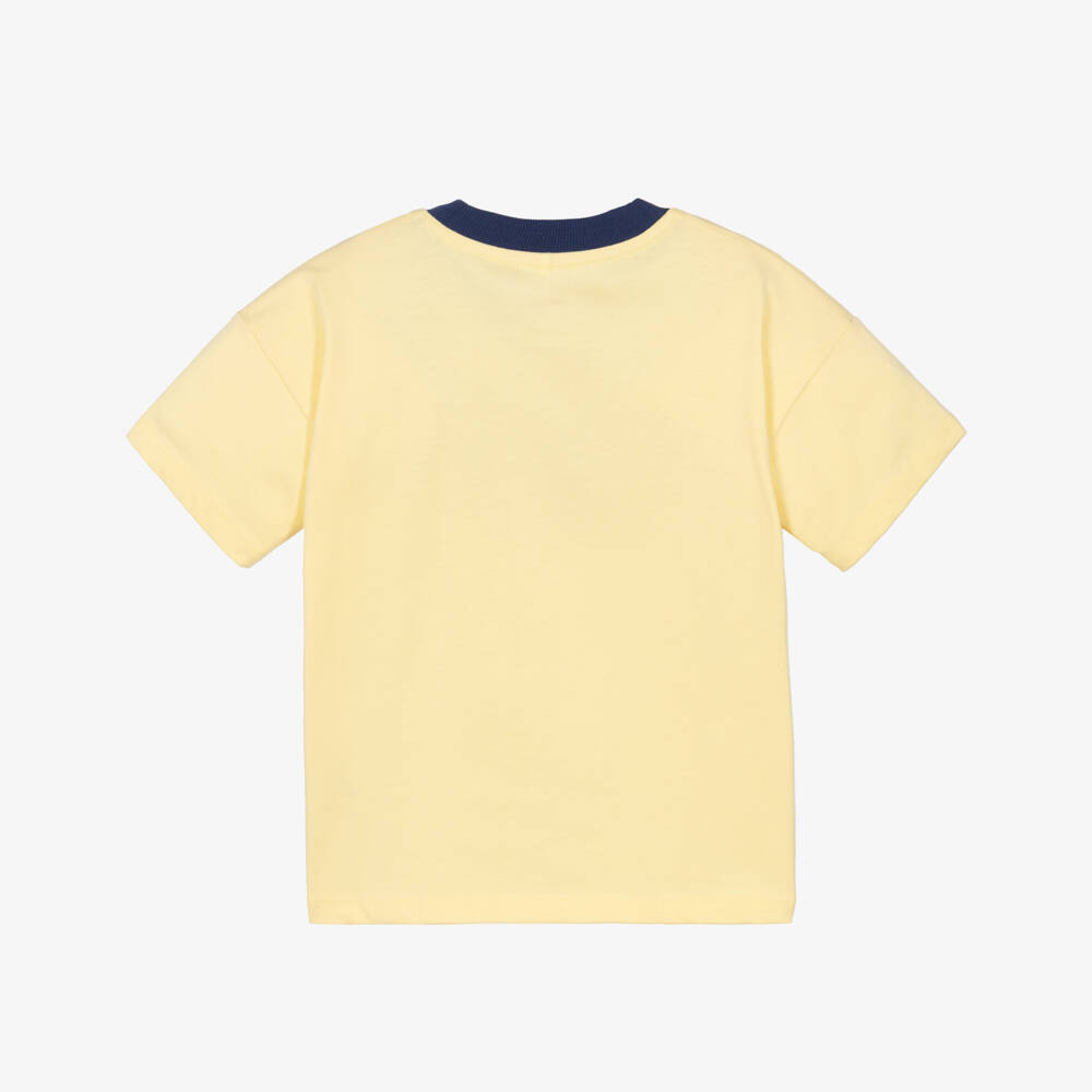 Mini Rodini-Pale Yellow Cotton Table Tennis Print T-Shirt | Childrensalon