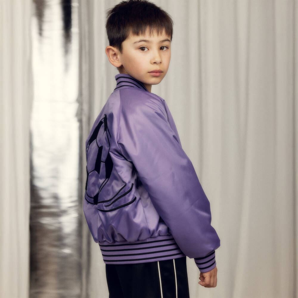 Mini Rodini-Purple Bomber Jacket with Football Motif | Childrensalon