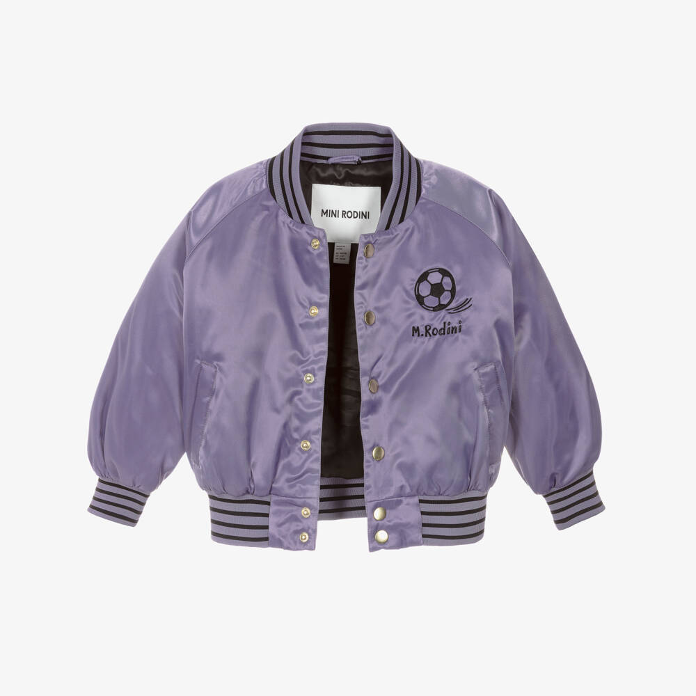 Mini Rodini-Purple Bomber Jacket with Football Motif | Childrensalon