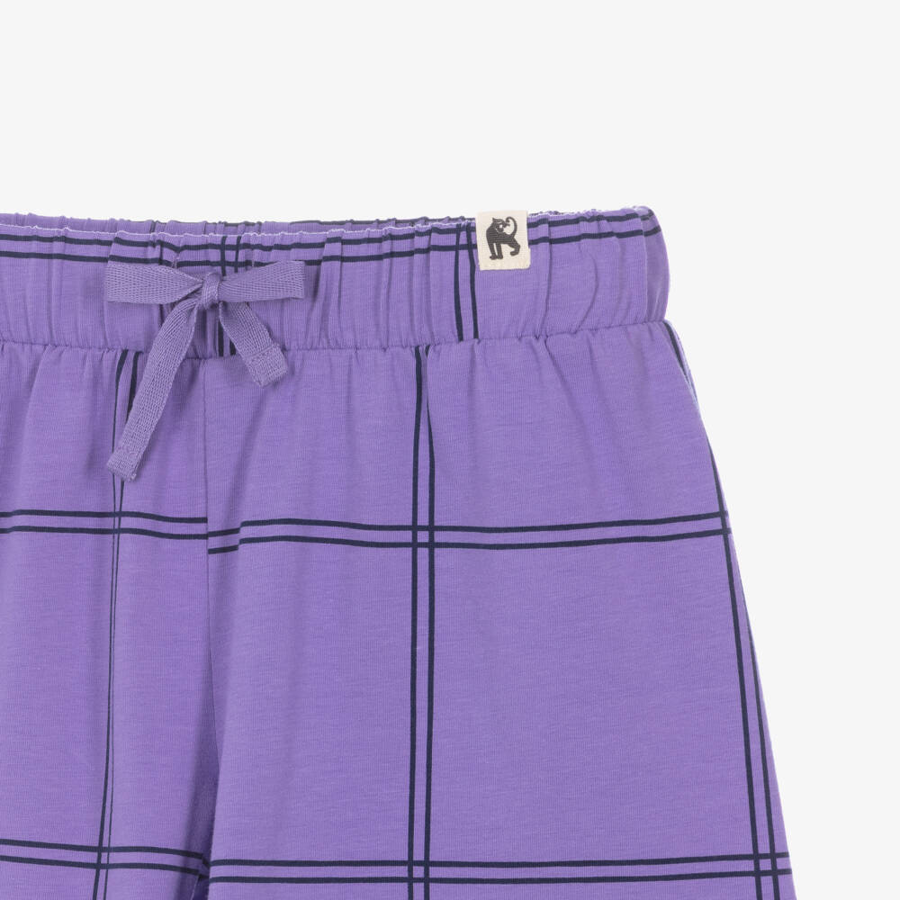 Mini Rodini-Purple Organic Cotton Windowpane Check Shorts | Childrensalon