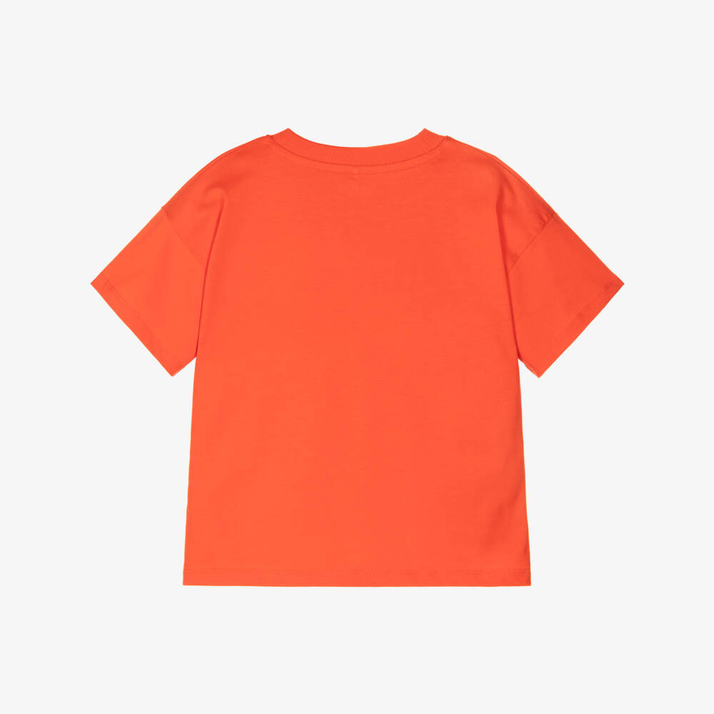 Mini Rodini-Red Cotton T-Shirt with Planet Earth Graphic | Childrensalon