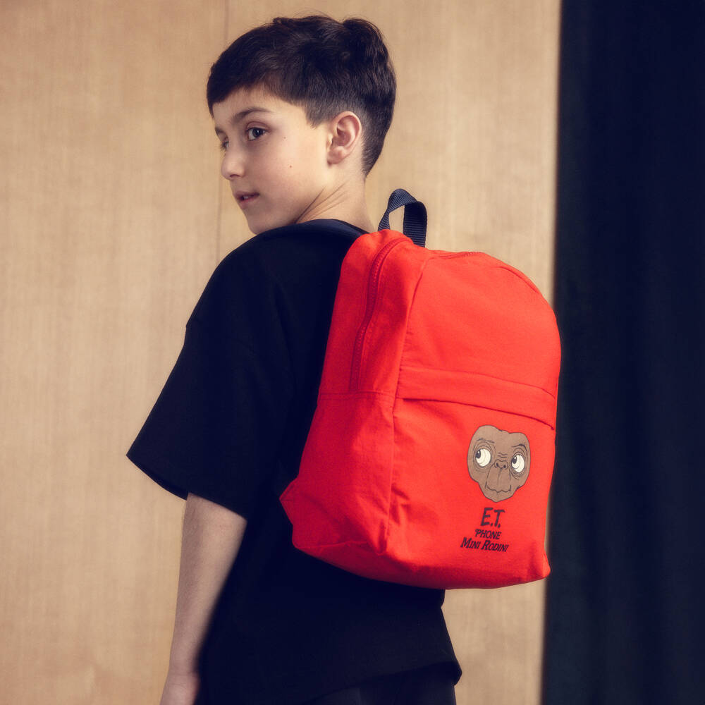 Mini Rodini-حقيبة ظهر بطبعة E.T. لون أحمر (35 سم) | Childrensalon