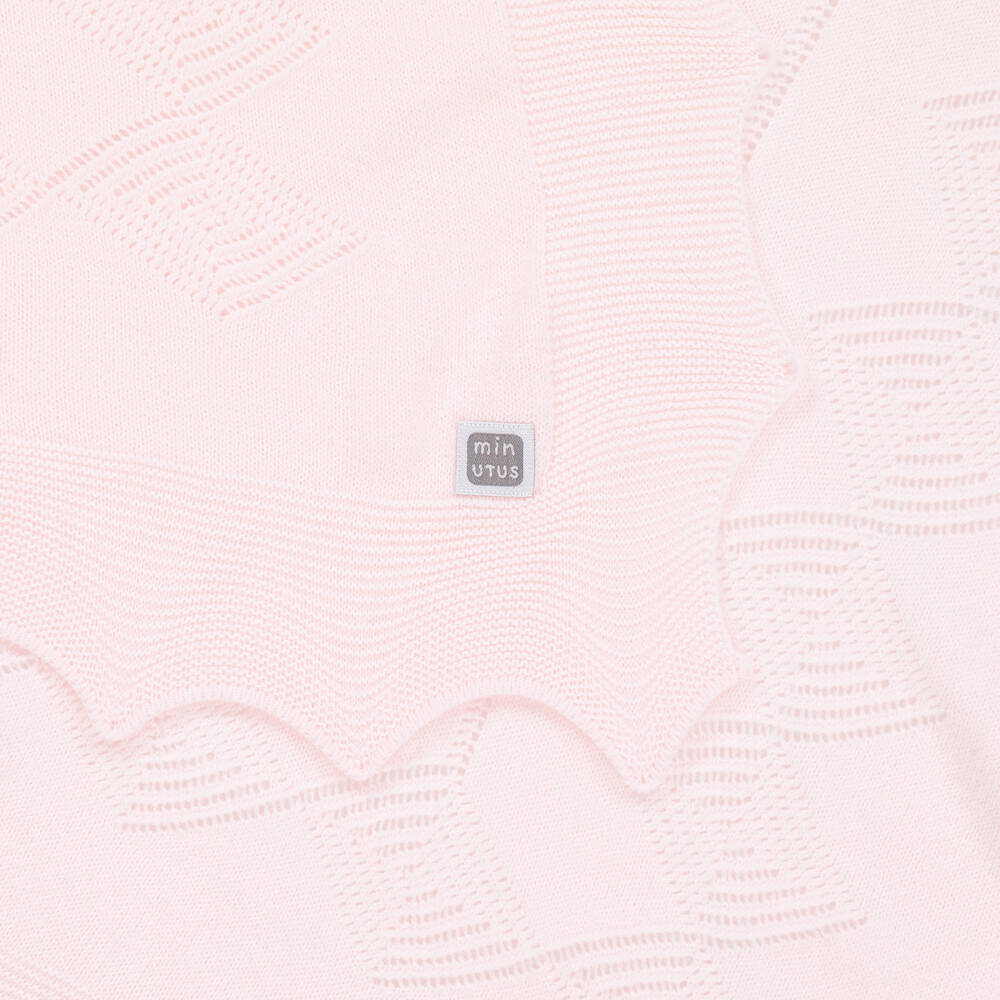Minutus- Baby Girls Pink Knitted Shawl (105cm) | Childrensalon