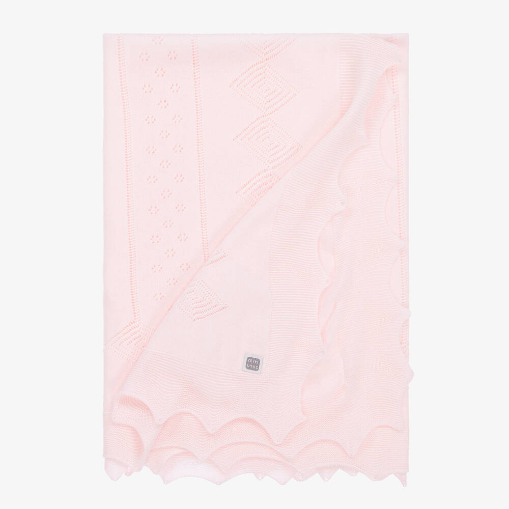 Minutus- Baby Girls Pink Knitted Shawl (105cm) | Childrensalon