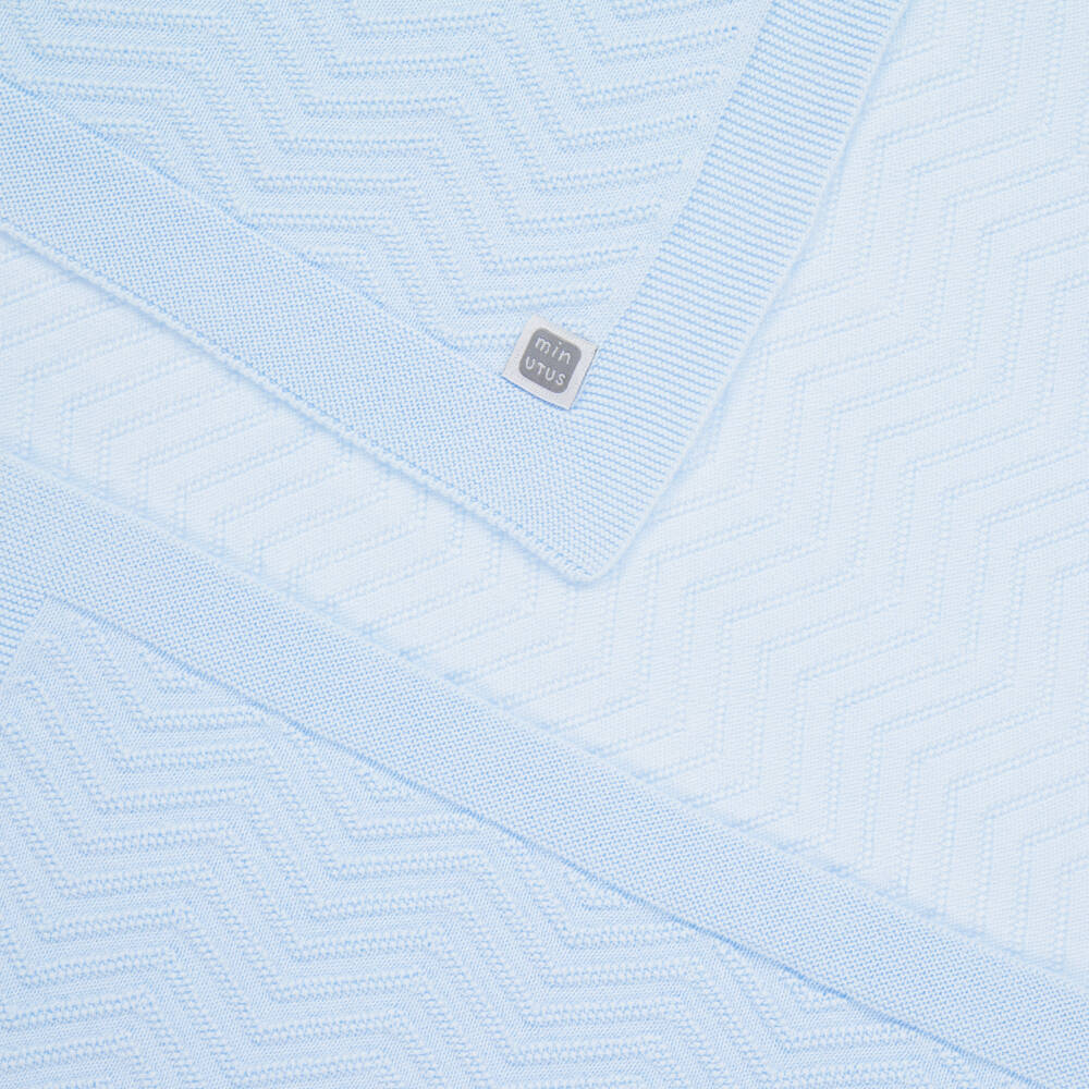 Minutus-Голубое трикотажное одеяло для малышей (90см) | Childrensalon