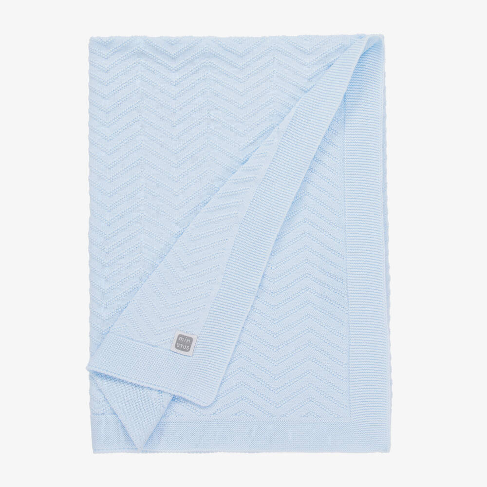 Minutus-Голубое трикотажное одеяло для малышей (90см) | Childrensalon
