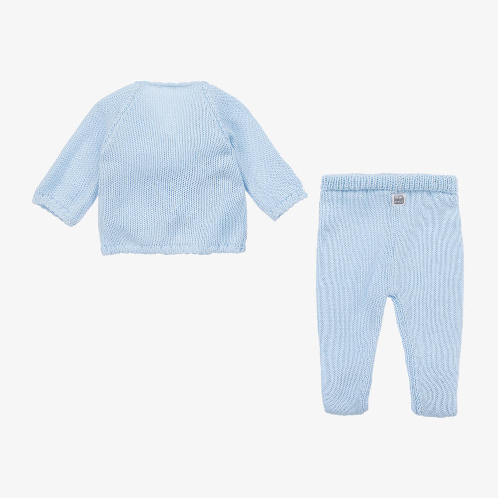 Minutus-Blue Knit 2 Piece Babygrow | Childrensalon
