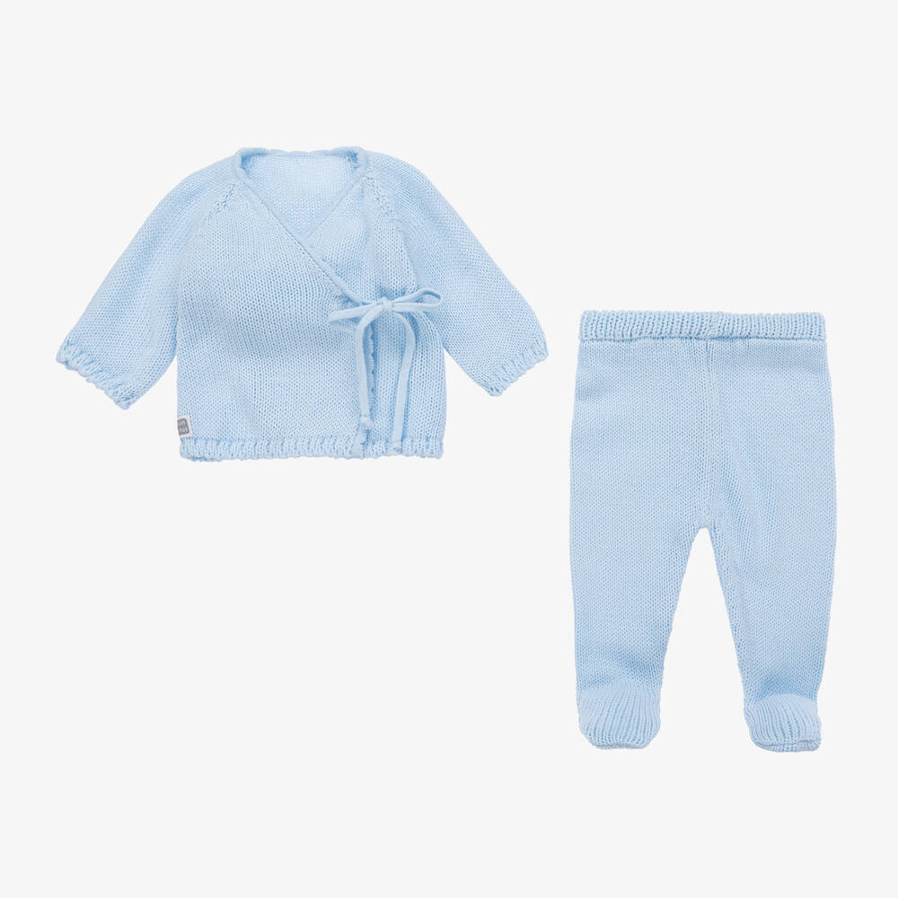 Minutus-Blue Knit 2 Piece Babygrow | Childrensalon