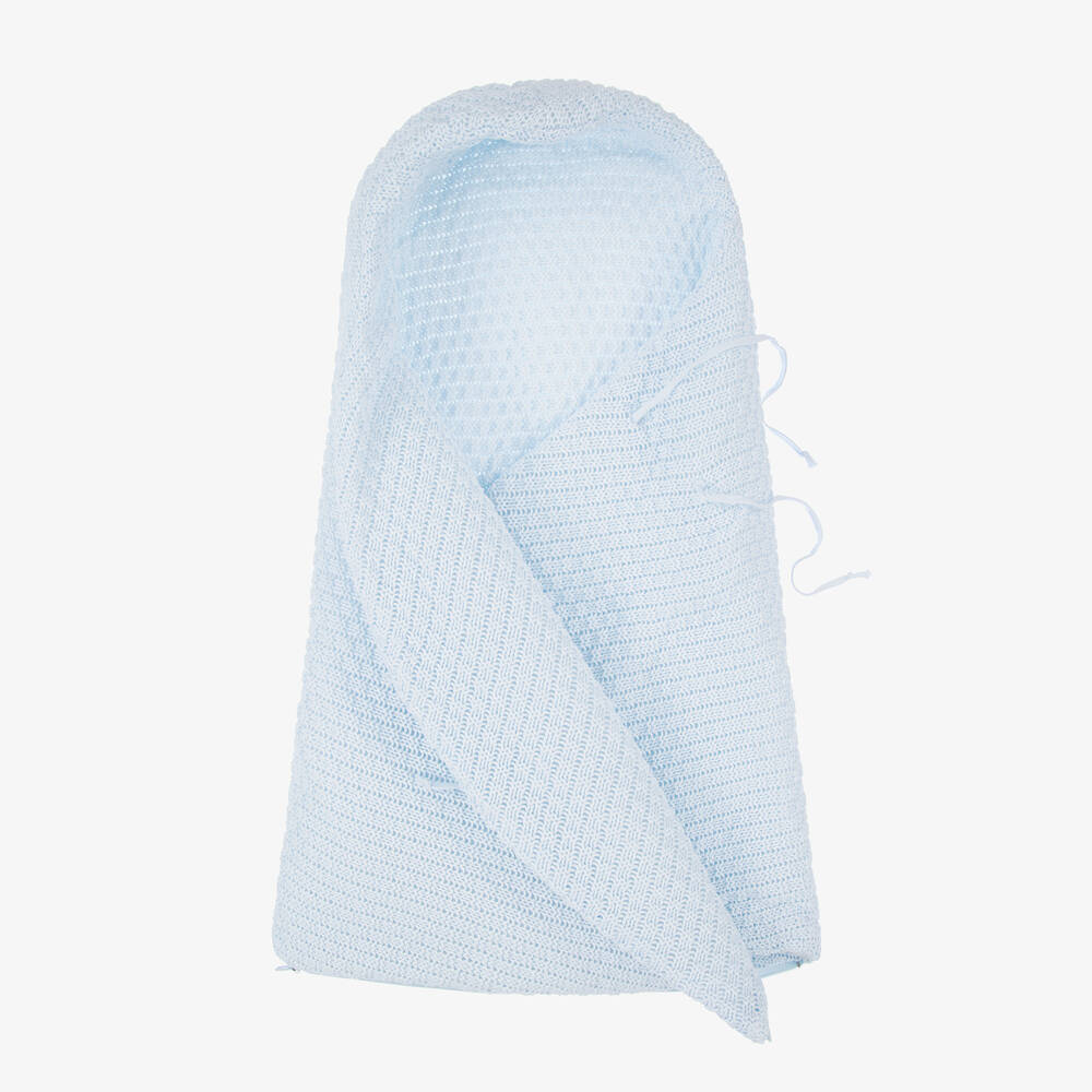 Minutus-Blue Knit Cotton Baby Nest (75cm) | Childrensalon